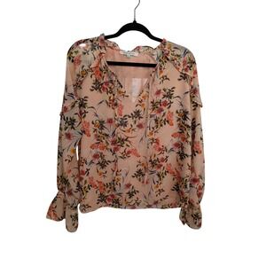 Rose and‎ Olive Pink Floral Pink Blouse- Size Small